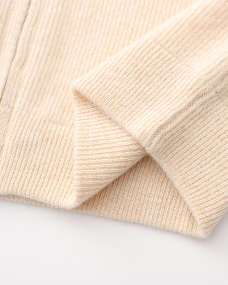 Men's Cashmere Full-Zip Cardigan with Ribbed Stand Collar