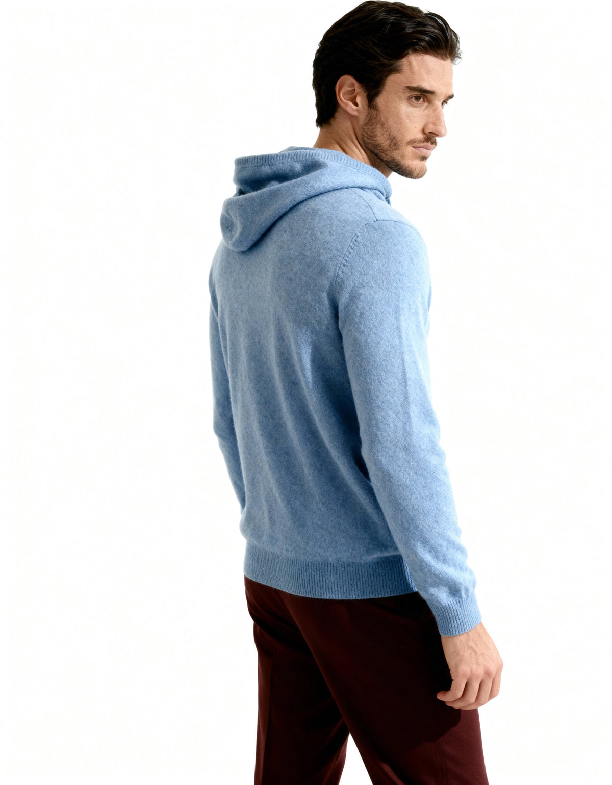 Men's Cashmere Hoodie with Drawstring Hood and Kangaroo Pocket
