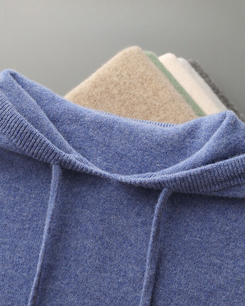 Men's Cashmere Hoodie with Drawstring Hood and Kangaroo Pocket