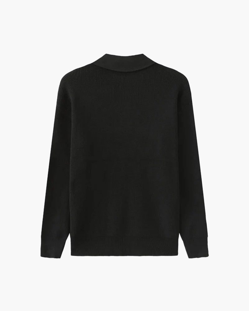 Men's Chunky Rib Knit Half-Zip Jumper with Mock Collar