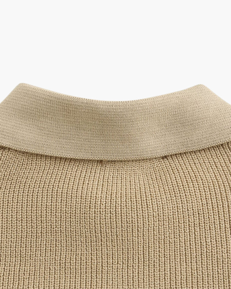 Men's Chunky Rib Knit Half-Zip Jumper with Mock Collar
