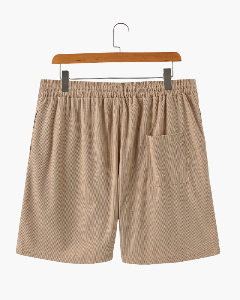 Men's Corduroy Shorts with Drawstring Waist and Relaxed Fit
