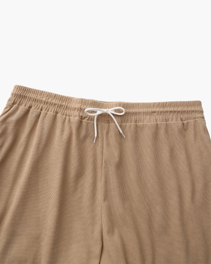 Men's Corduroy Shorts with Drawstring Waist and Relaxed Fit