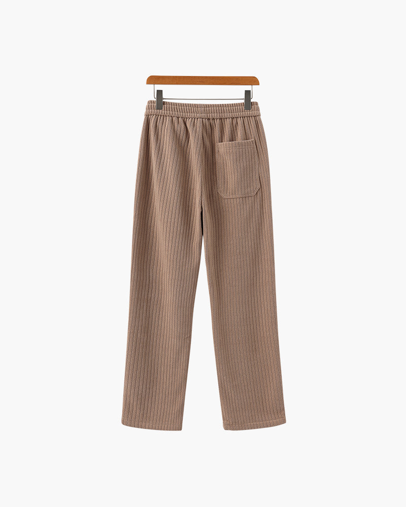 Men's Corduroy Trousers with Drawstring Waist and Straight Leg