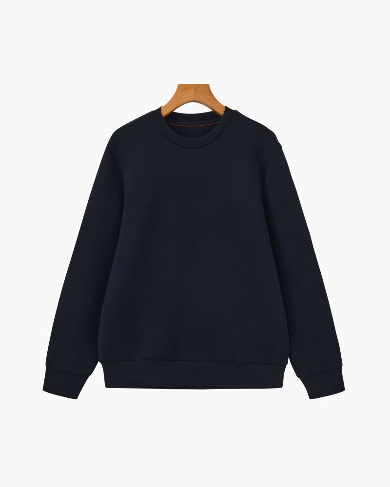 Men's Crew Neck Sweatshirt with Ribbed Trims and Soft Stretch - Blue