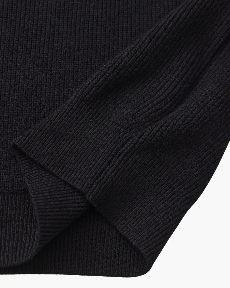 Men's Half-Zip Knit Pullover with Stand Collar and Ribbed Hem