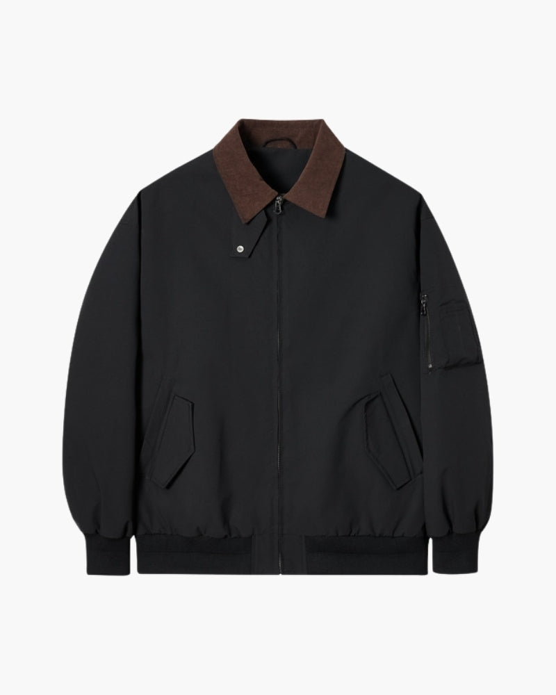 Men's Harrington Jacket with Contrast Corduroy Collar