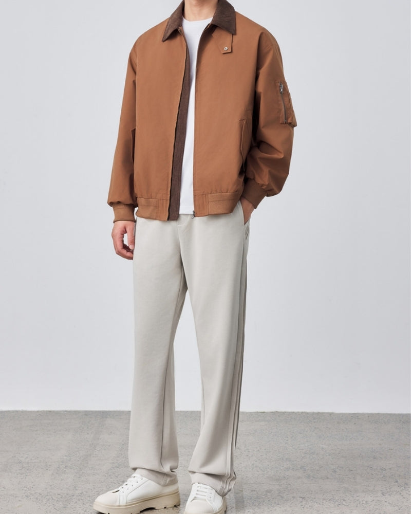 Men's Harrington Jacket with Contrast Corduroy Collar