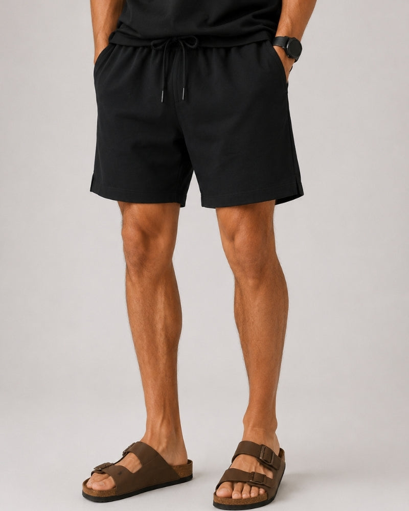 Men's Lightweight Court Shorts with Elastic Waist and Side Pockets