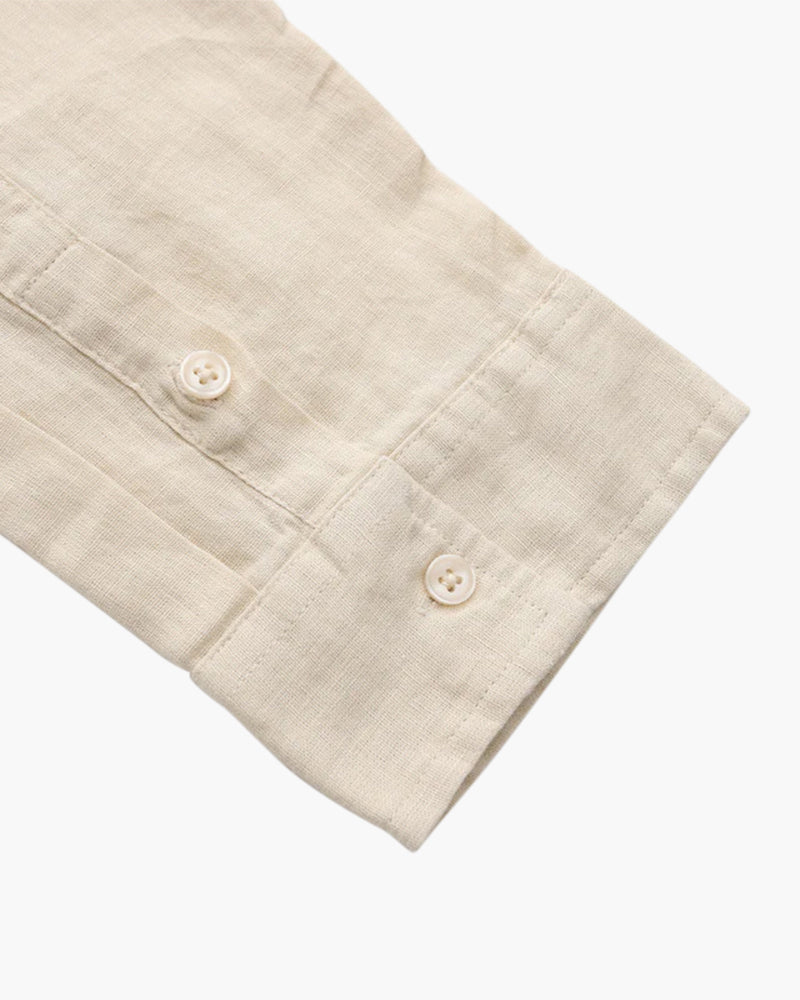 Men's Linen Long Sleeve Shirt with Chest Pocket
