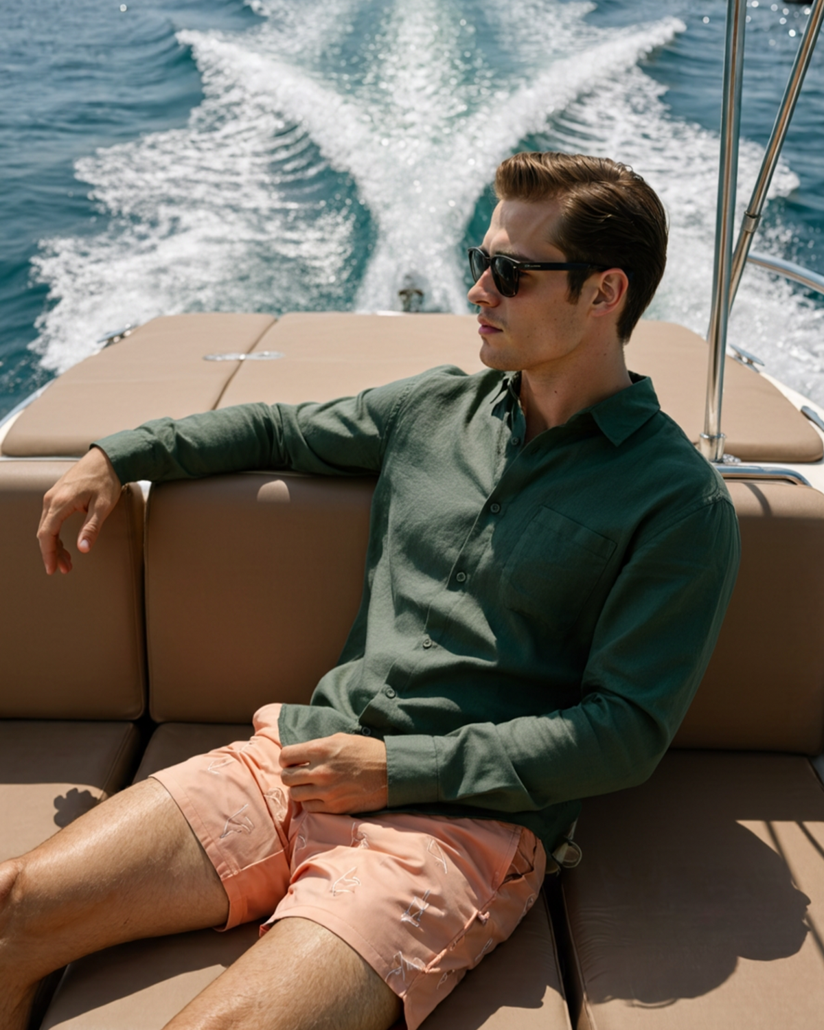 Men's Linen Long Sleeve Shirt with Chest Pocket