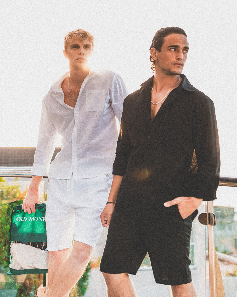 Men's Linen Shorts with Drawstring Waist and Side Pockets