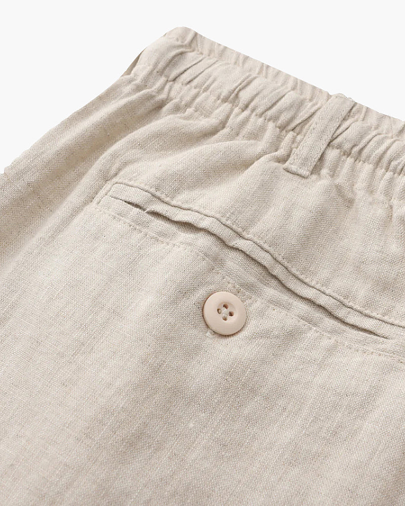 Men's Linen Shorts with Drawstring Waist and Side Pockets
