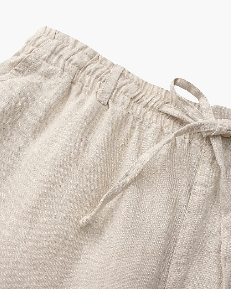 Men's Linen Shorts with Drawstring Waist and Side Pockets