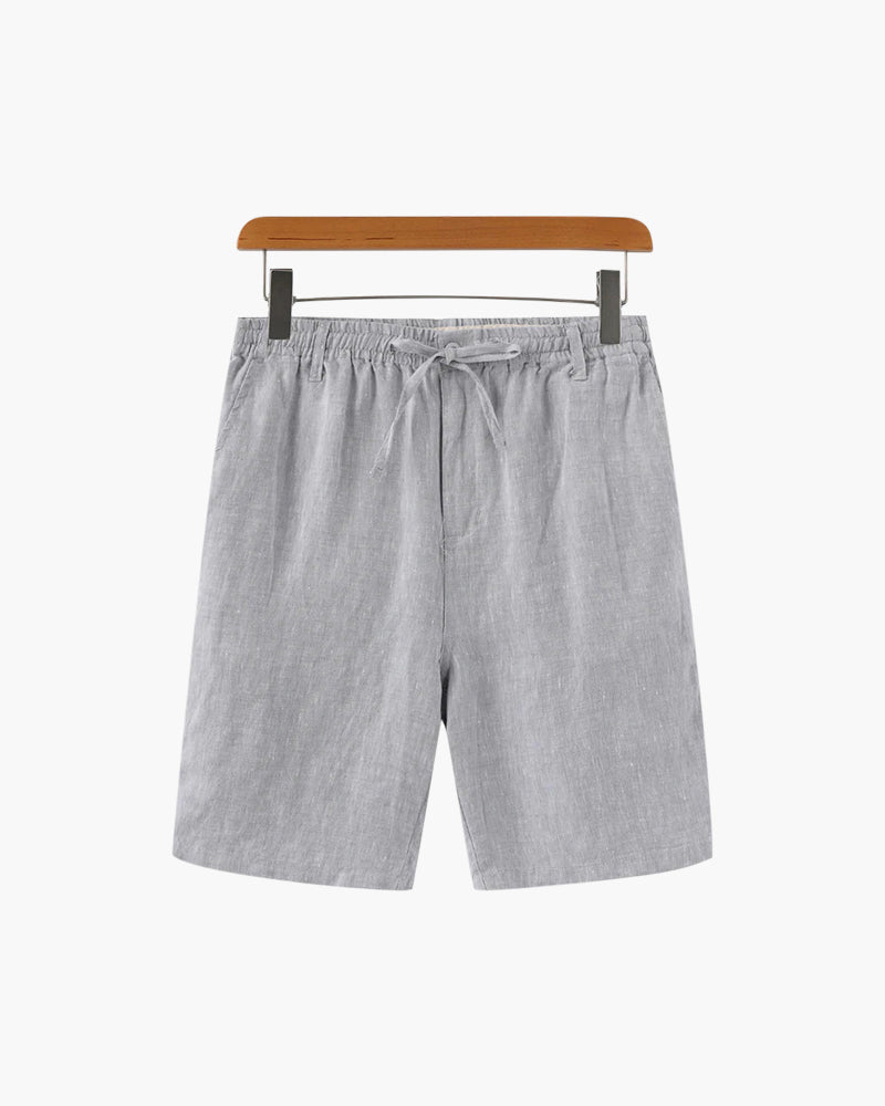 Men's Linen Shorts with Drawstring Waist and Side Pockets