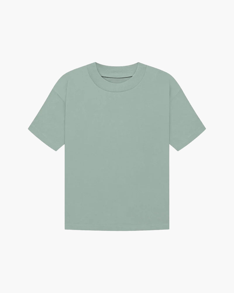 Men's Plain Crew Neck T-Shirt with Short Sleeves - Green