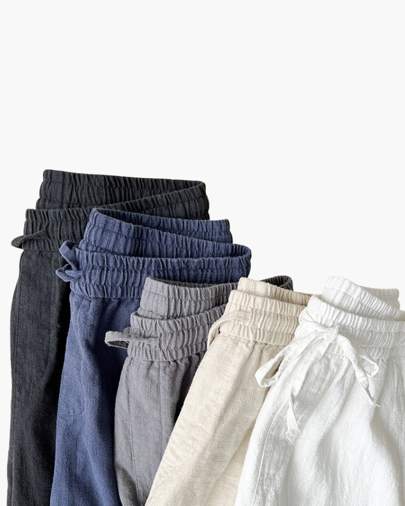Men's Relaxed Lounge Trousers with Drawstring Waist and Textured Weave