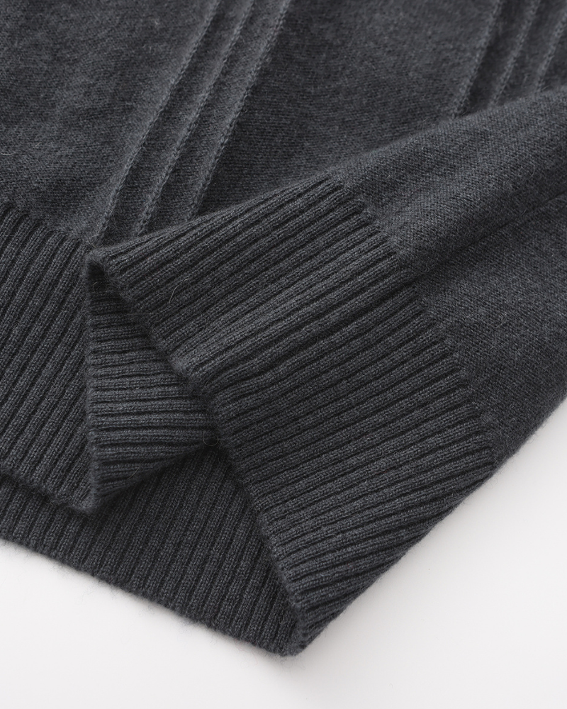 Men's Ribbed Cashmere Half-Zip Jumper with Stand Collar