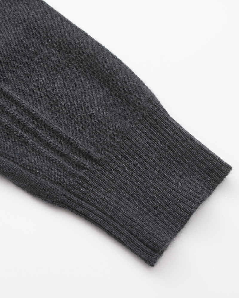 Men's Ribbed Cashmere Half-Zip Jumper with Stand Collar