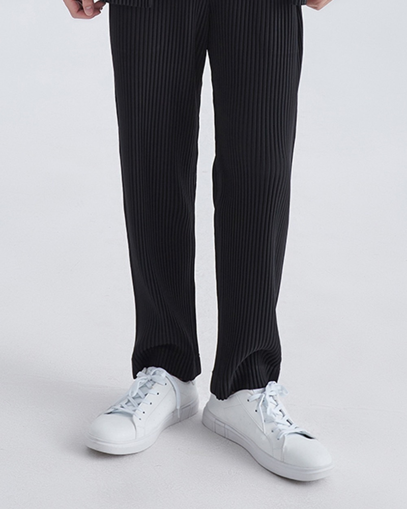 Men's Ribbed Wide Leg Trousers with Drawstring Waist