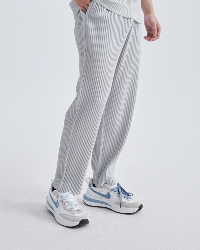 Men's Ribbed Wide Leg Trousers with Drawstring Waist