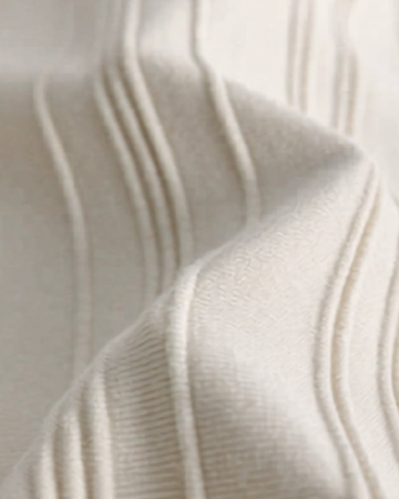 Men's Ribbed Zip Polo with Flat Collar and Short Sleeves