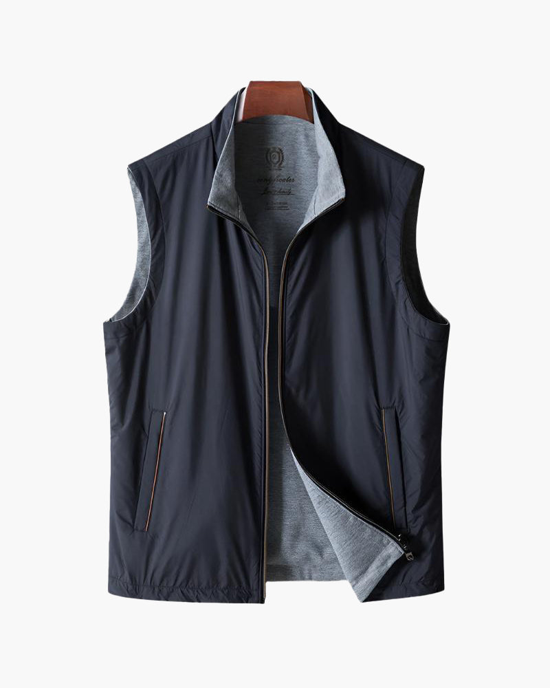 Men's Slim Fit Zip Bodywarmer with Soft Fleece Lining - Navy