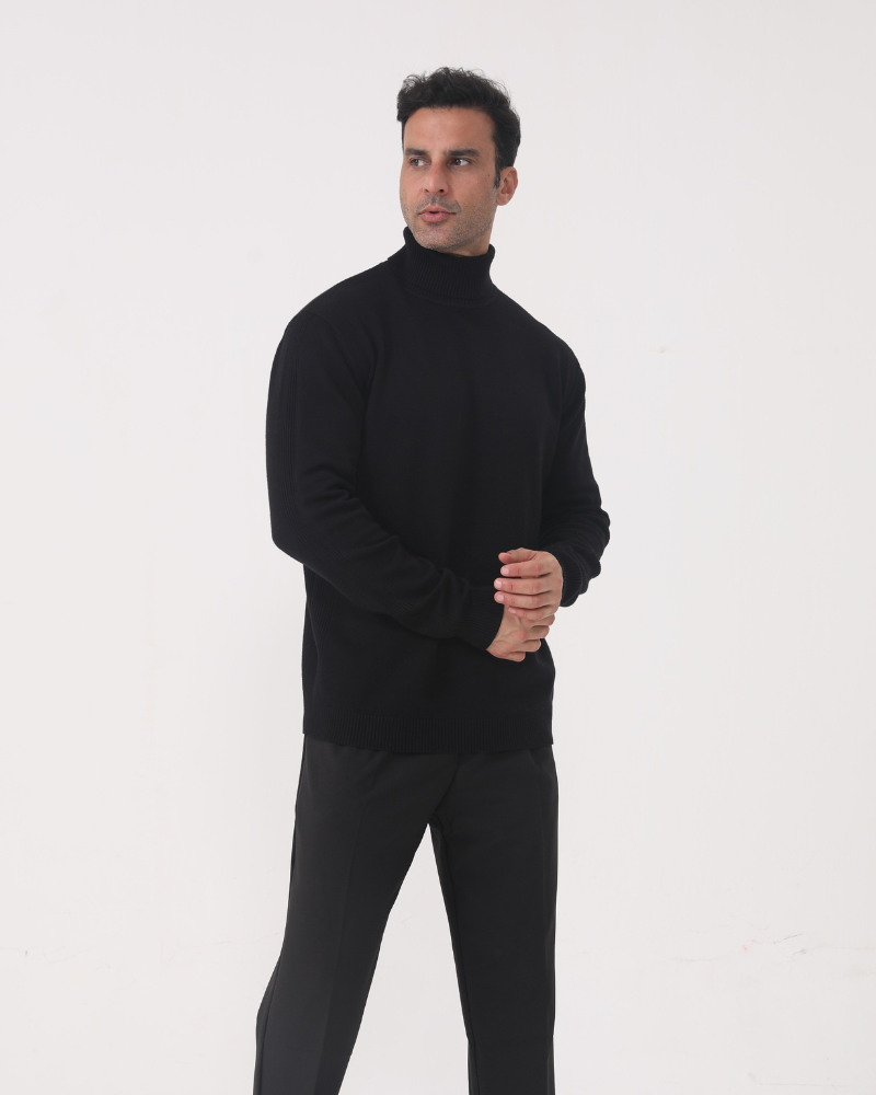 Men's Slim Roll Neck Jumper in a Fine Smooth Knit