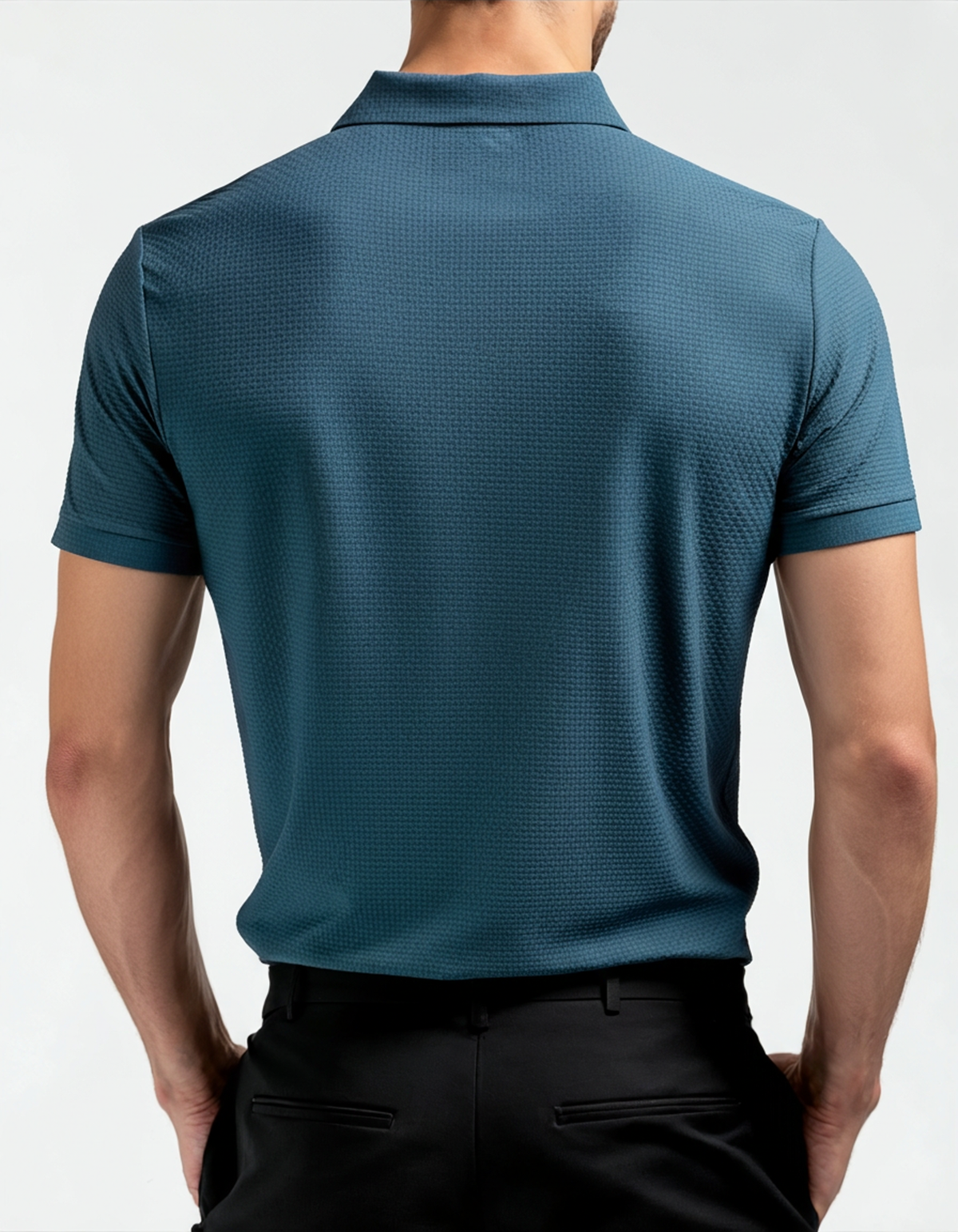 Men's Smooth Short Sleeve Polo with Two-Button Placket