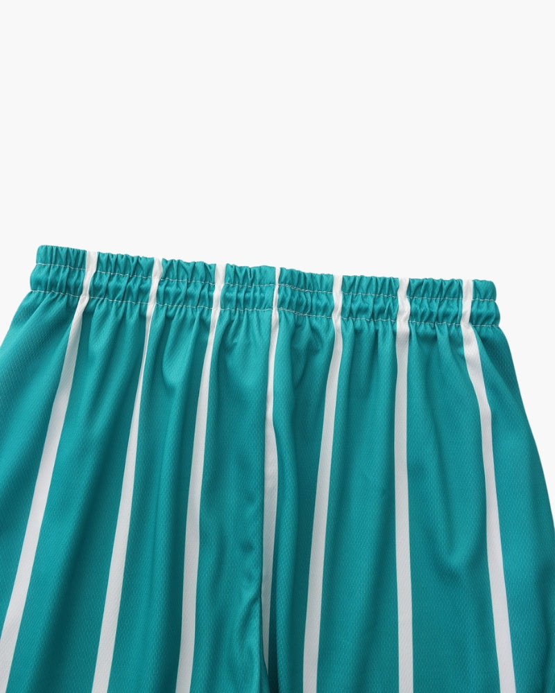 Men's Striped Swim Shorts with Drawstring Waist