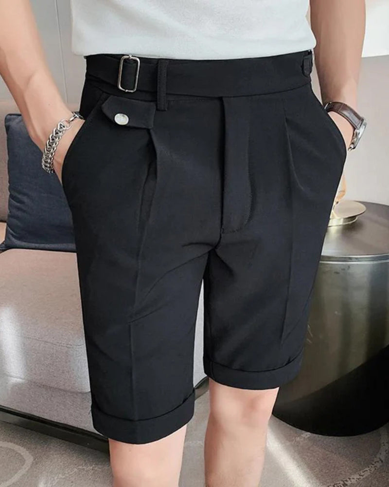 Men's Tailored Pleated Shorts with Side Adjusters