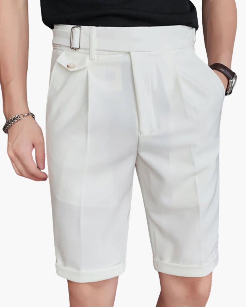 Men's Tailored Pleated Shorts with Side Adjusters