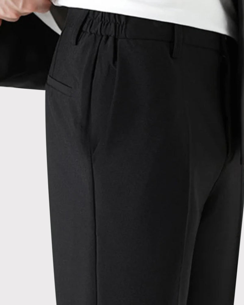Men's Two-Piece Set with Short Sleeve Blazer and Cropped Trousers