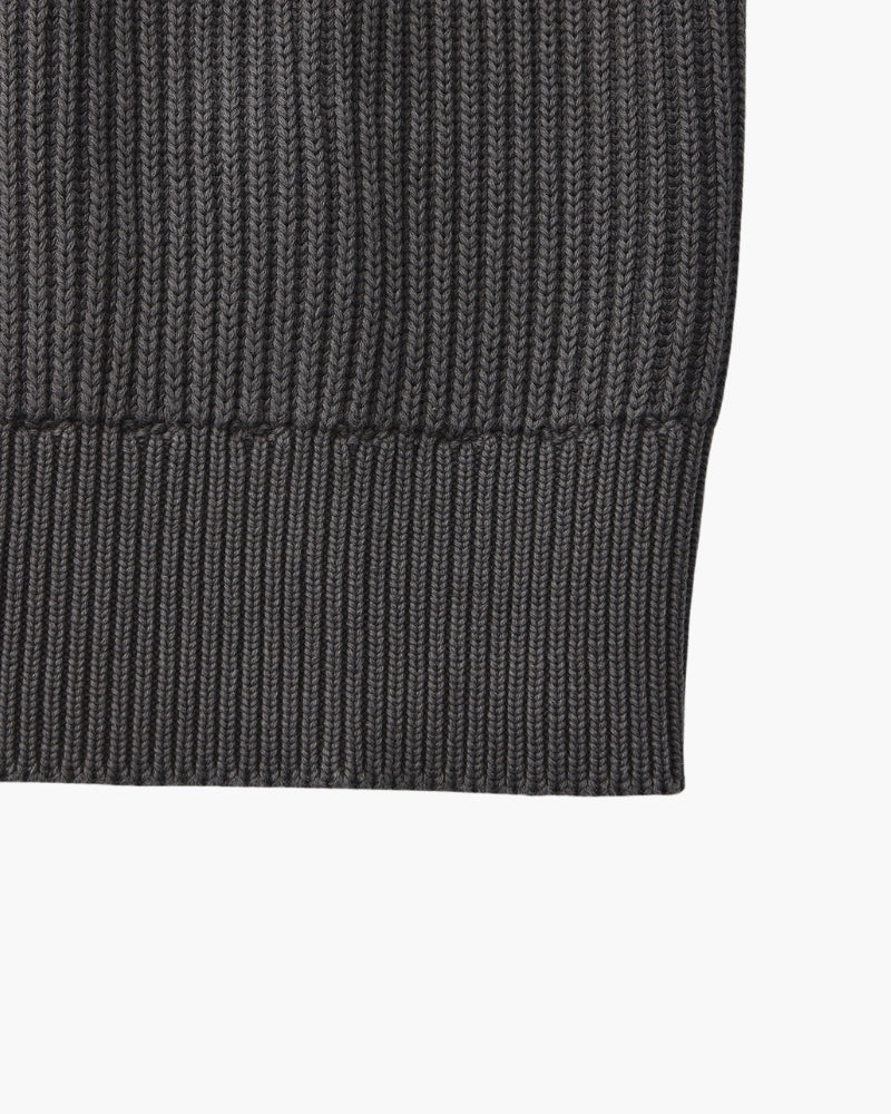 Men's Wool Blend Rib Knit Crew Neck Jumper with Ribbed Cuffs
