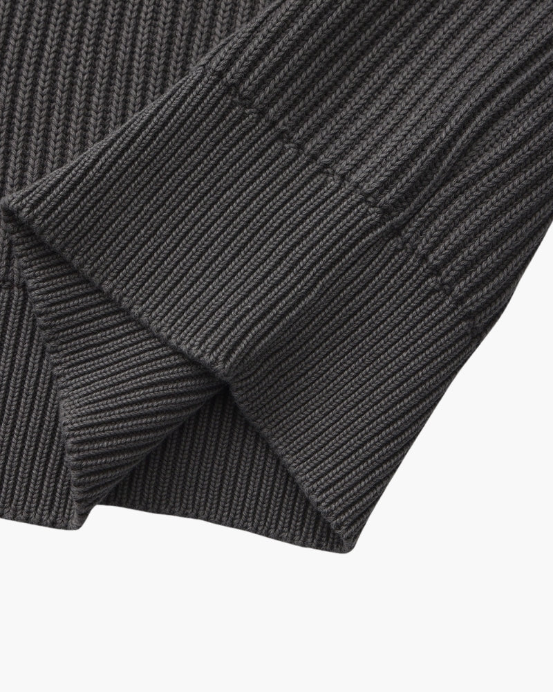 Men's Wool Blend Rib Knit Crew Neck Jumper with Ribbed Cuffs