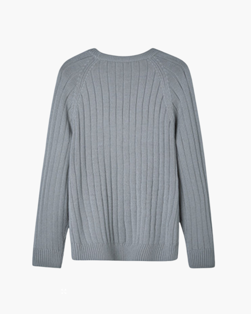 Men's Wool Raglan Sleeve Crew Neck Jumper with Ribbed Trims