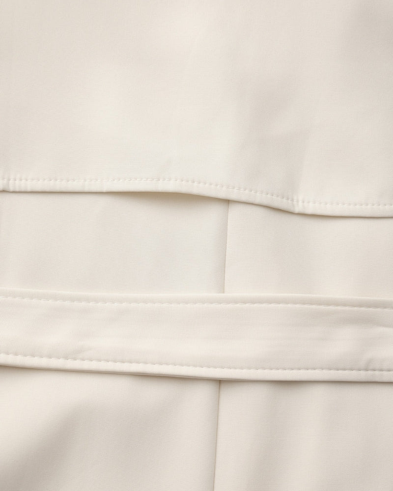 Women's Belted Trench Coat with Notch Lapel and Cuffed Sleeves