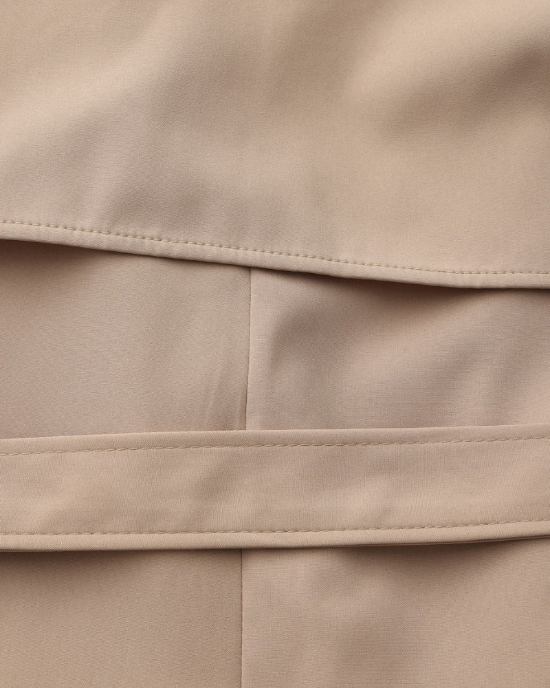 Women's Belted Trench Coat with Notch Lapel and Cuffed Sleeves