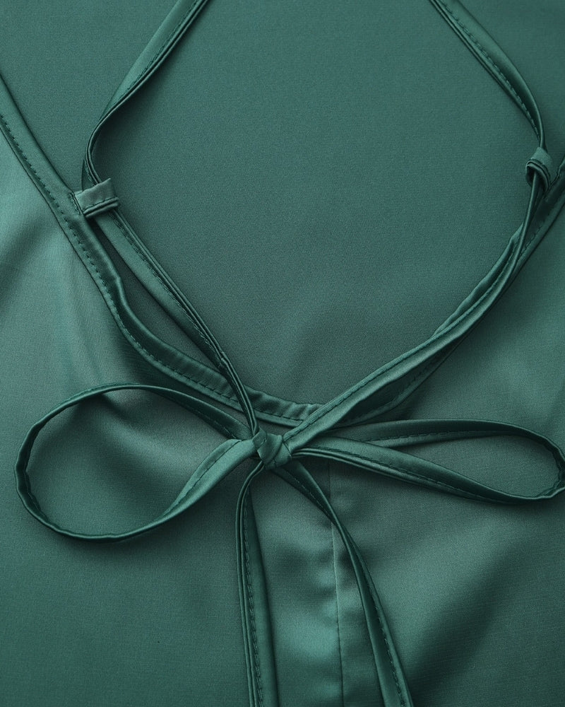 Women's Satin Slip Dress with Cowl Neck and Adjustable Straps