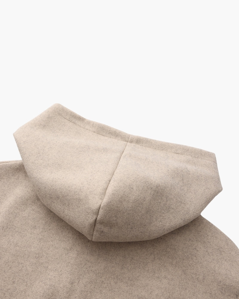Women's Wool Hooded Zip Coat with Relaxed Fit