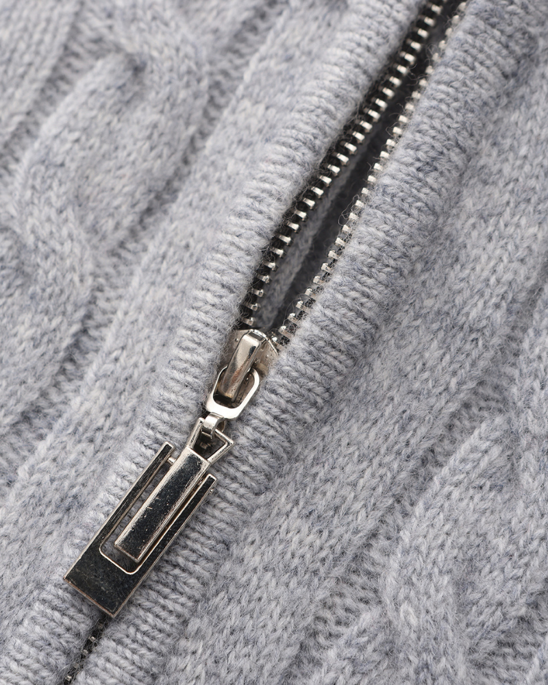 Men's Cashmere Cable Knit Half-Zip Jumper with Mock Collar