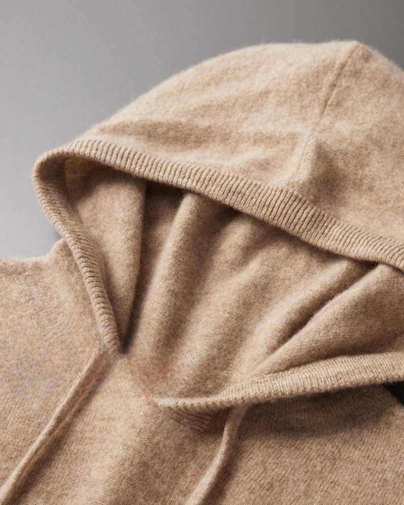 Men's Cashmere Hoodie with Drawstring Hood and Kangaroo Pocket