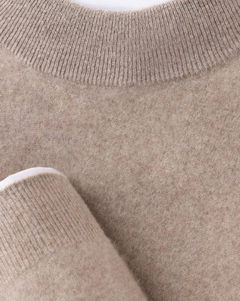 Men's Cashmere Wool Blend Roll Neck Jumper with Slim Fit