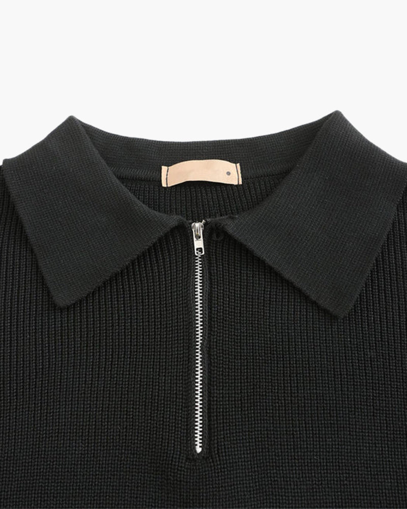Men's Chunky Rib Knit Half-Zip Jumper with Mock Collar