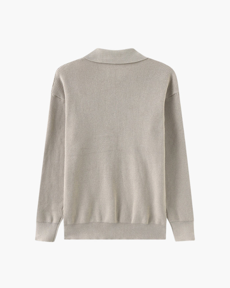 Men's Chunky Rib Knit Half-Zip Jumper with Mock Collar