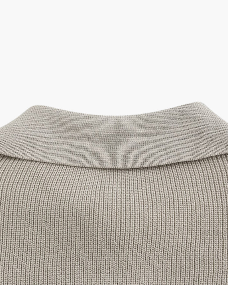 Men's Chunky Rib Knit Half-Zip Jumper with Mock Collar