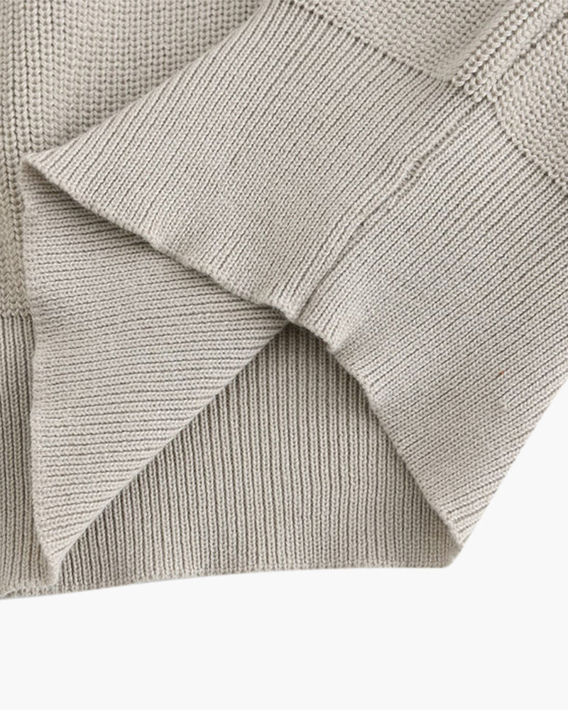 Men's Chunky Rib Knit Half-Zip Jumper with Mock Collar