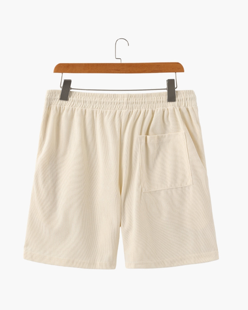 Men's Corduroy Shorts with Drawstring Waist and Relaxed Fit