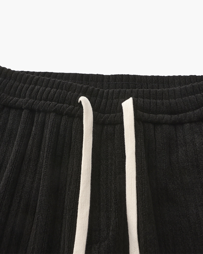 Men's Corduroy Trousers with Drawstring Waist and Straight Leg