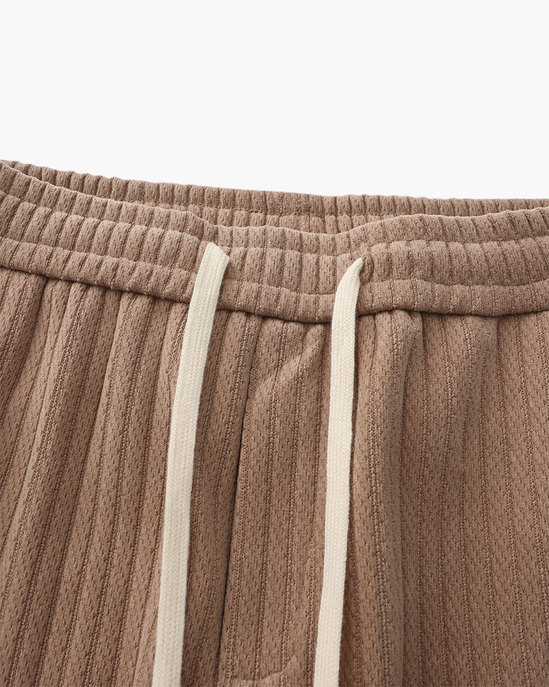 Men's Corduroy Trousers with Drawstring Waist and Straight Leg